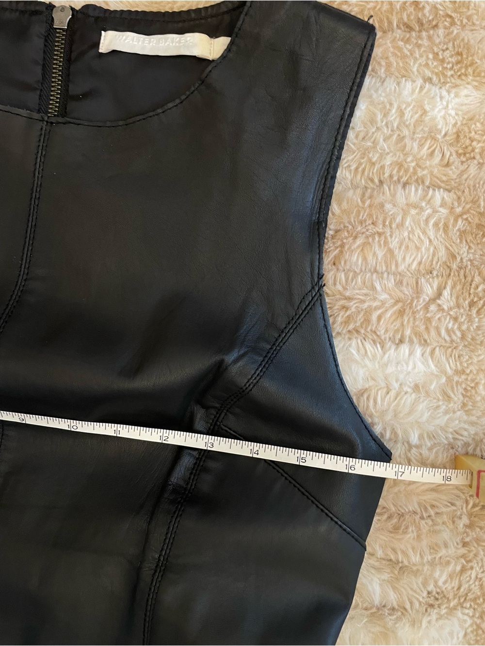 Walter Baker Black Leather Dress Size M - Picture 9 of 12